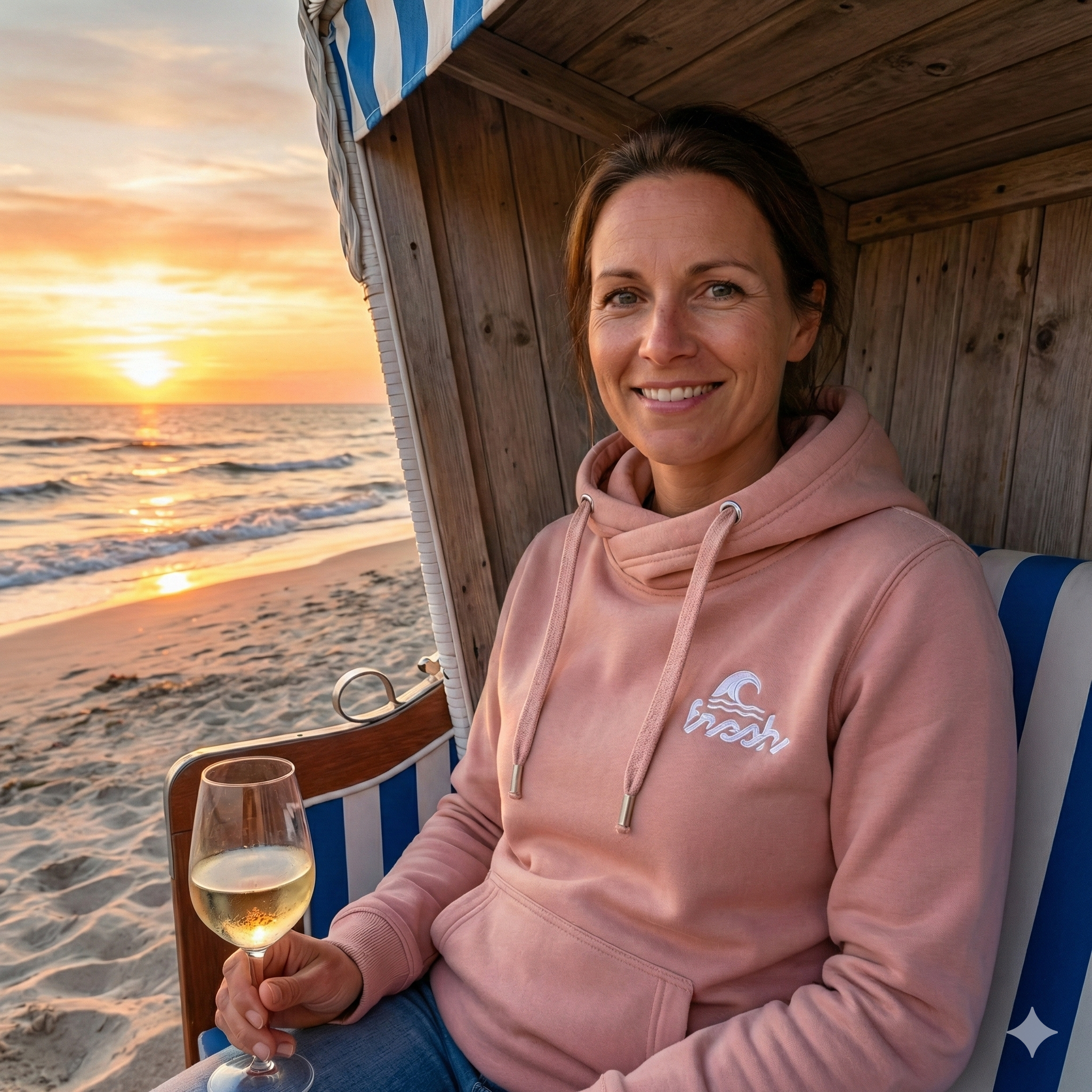 Cross-Neck Hoodie - Koralle