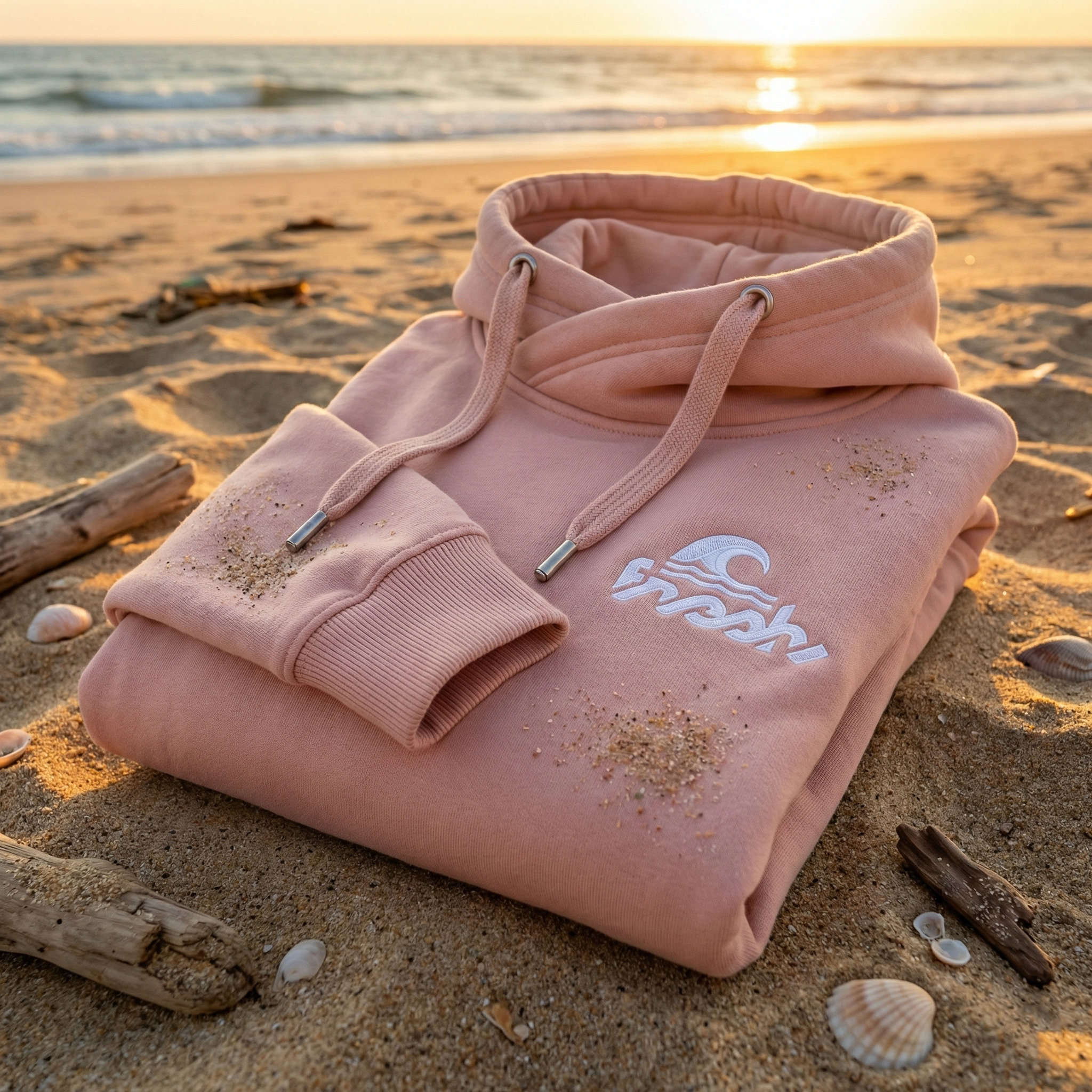 Cross-Neck Hoodie - Koralle