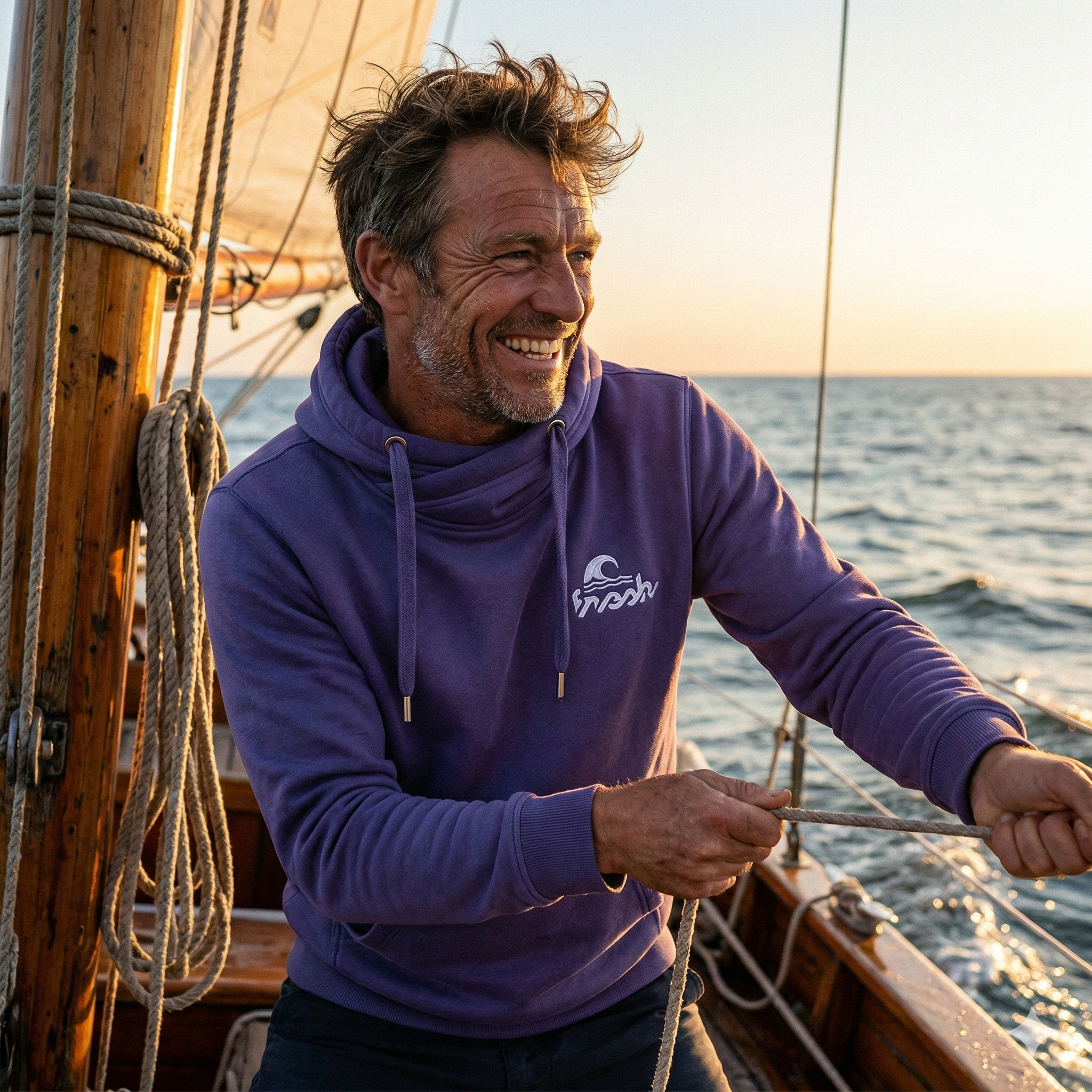 Cross-Neck Hoodie - Strandflieder