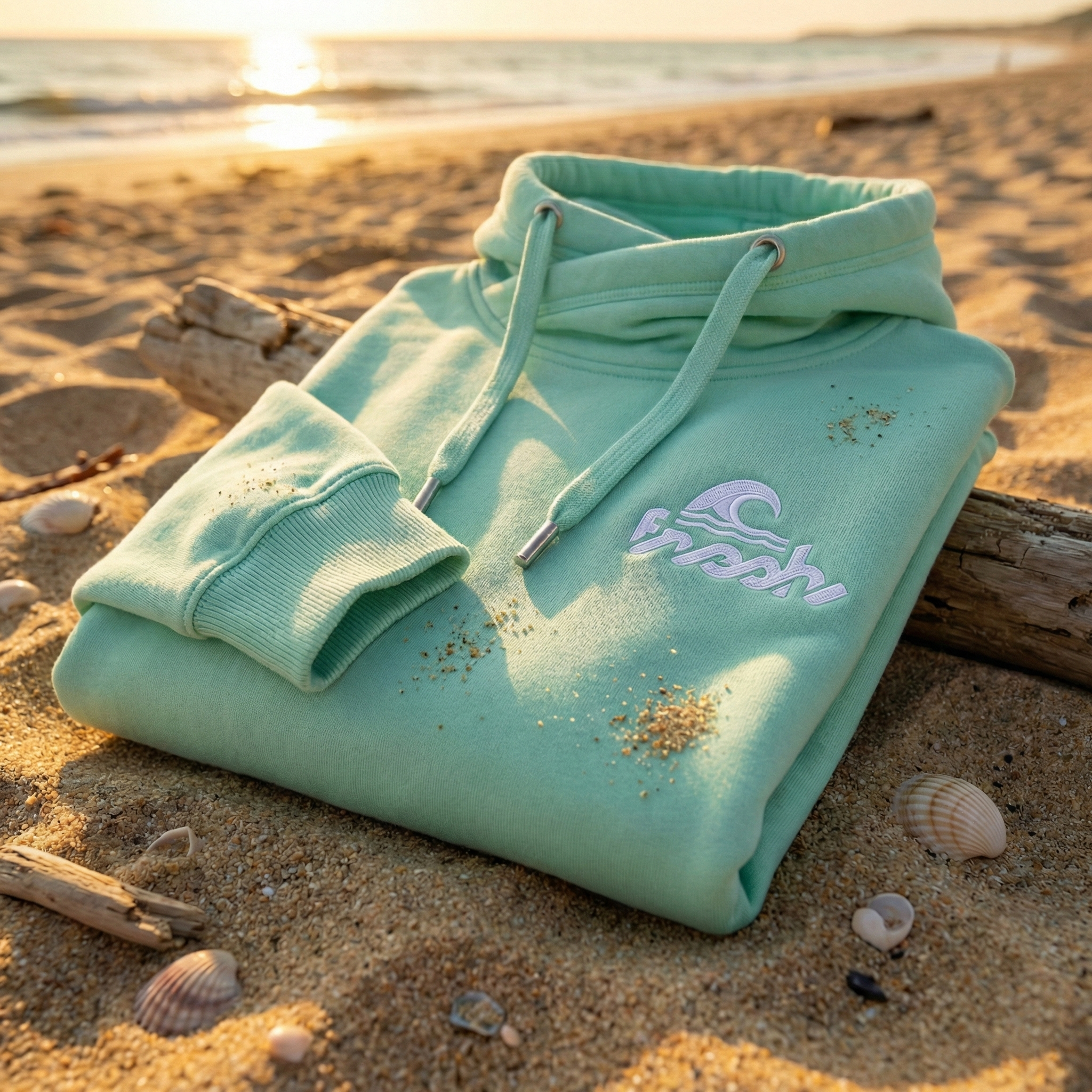 Cross-Neck Hoodie - Lagune