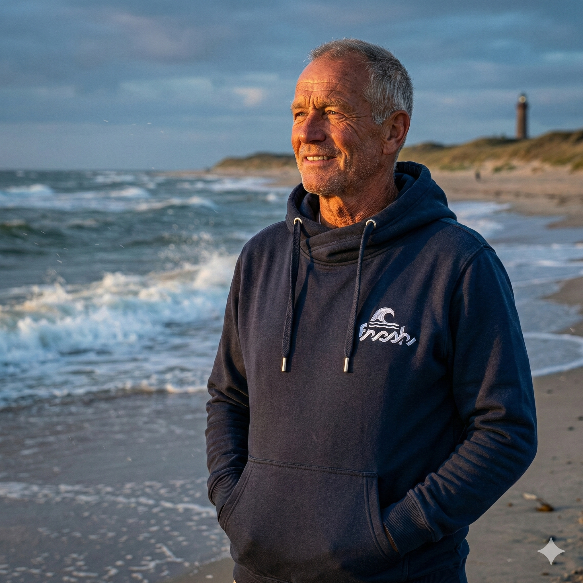 Cross-Neck Hoodie - Lotsenblau