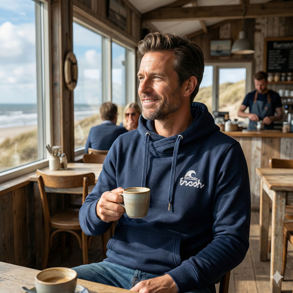 Camper Cross-Neck Hoodie - Lotsenblau