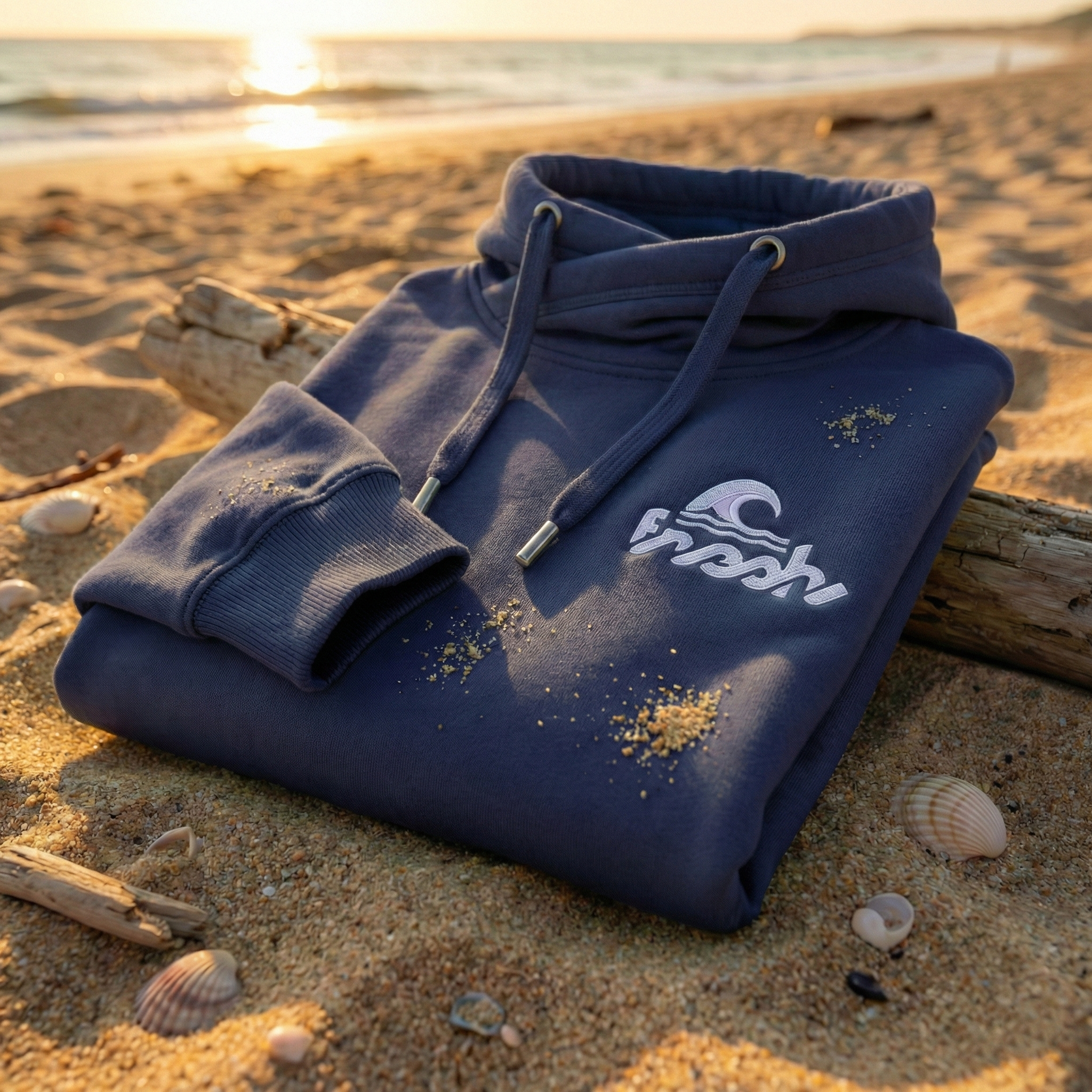 Cross-Neck Hoodie - Lotsenblau