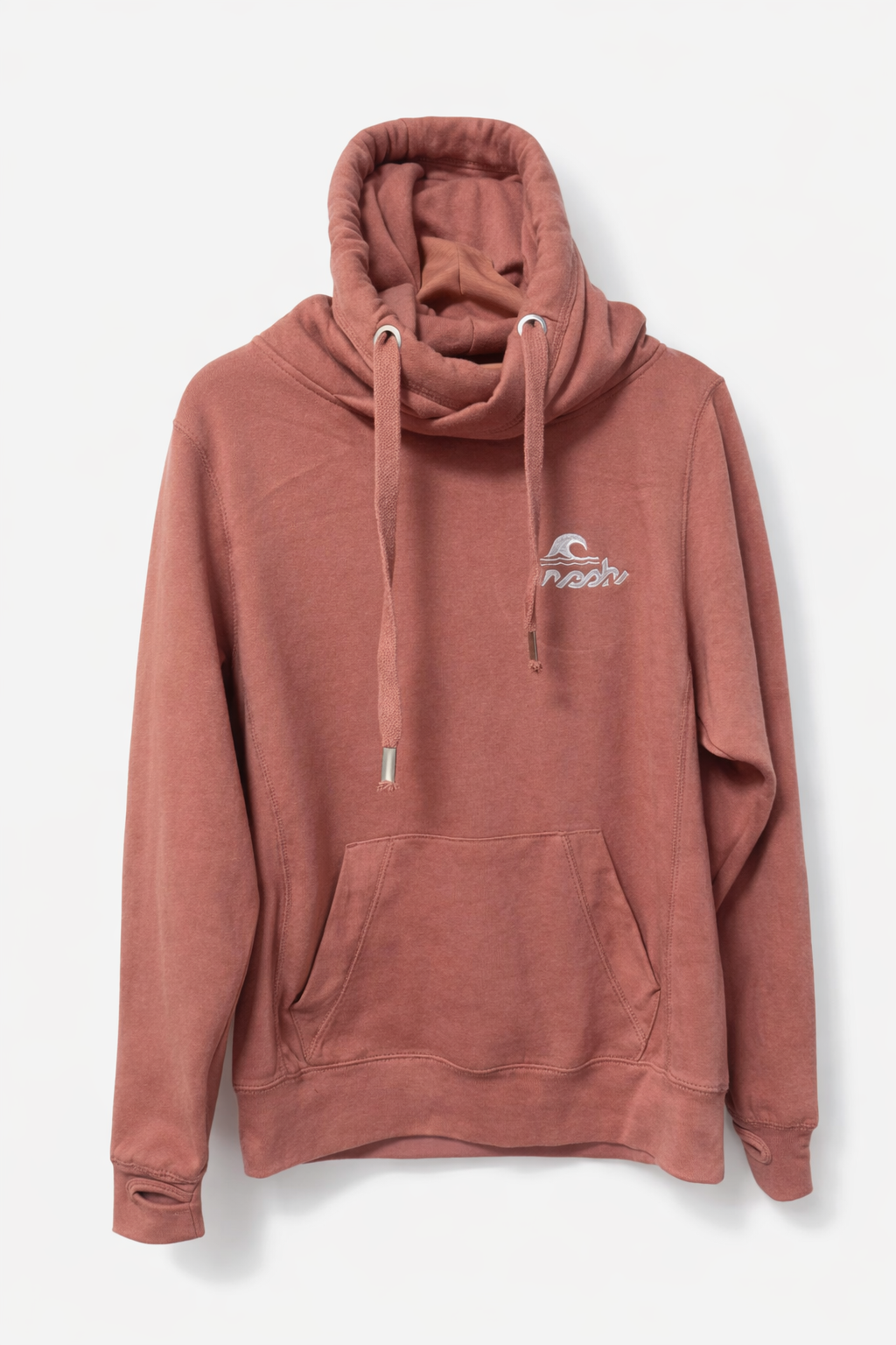 Cross-Neck Hoodie - Koralle