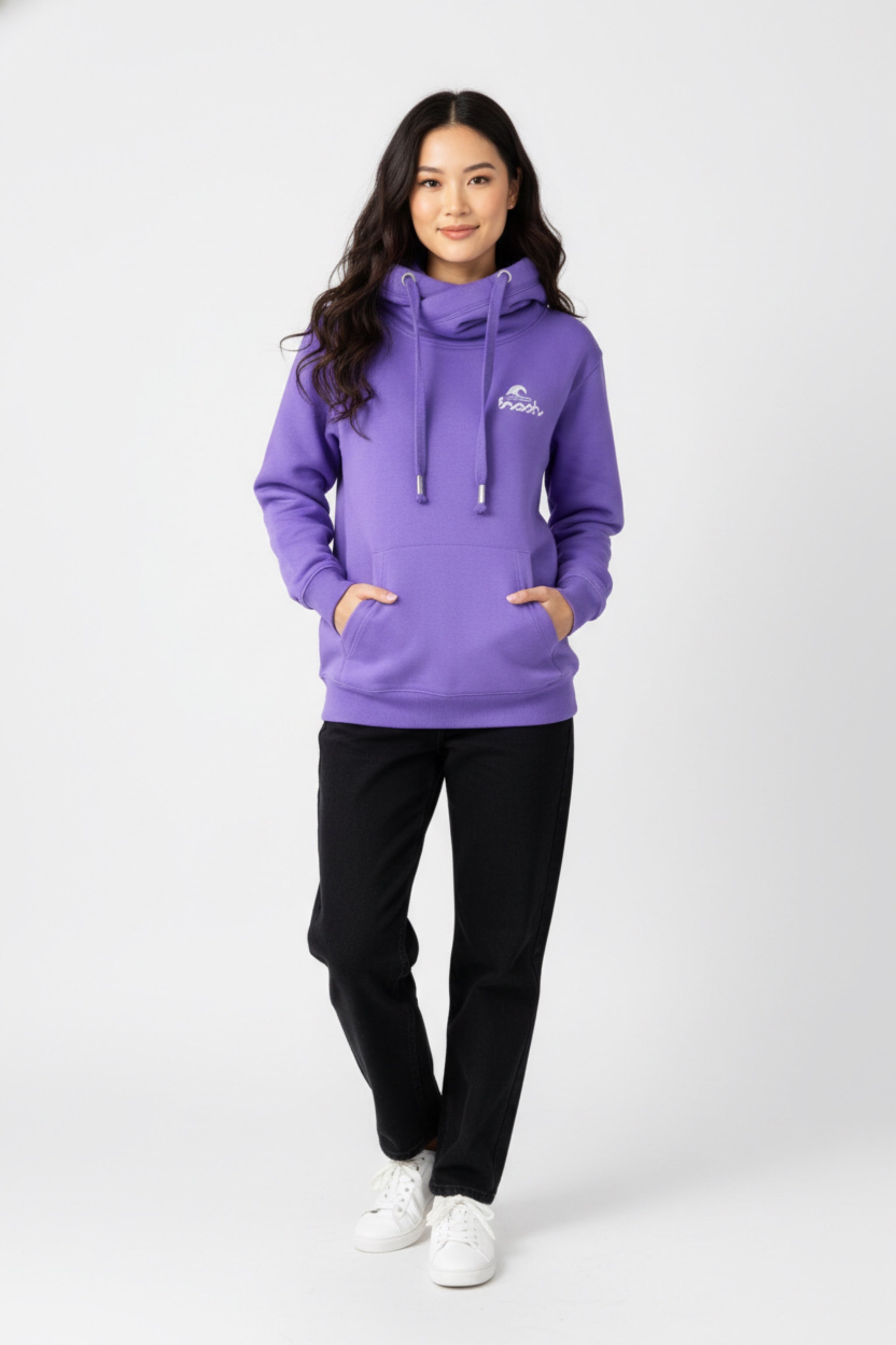 Cross-Neck Hoodie - Strandflieder